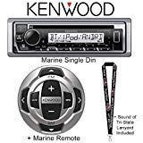 Kenwood KMR-D375BT Marine CD Receiver with Bluetooth and USB Input + Kenwood KCA-RC35MR Marine Wired Remote Control+ Sound of Tri-State Lanyard