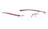 Rimless Reading Glasses Small Readers Men Women（Brown，+0.50）