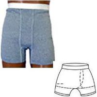 Options Men's Boxer Brief with Built-In Barrier/Support, Gray, Left-Side Stoma, Small 32-34