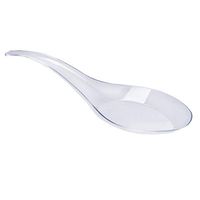 BalsaCircle 200 pcs 4.5-Inch Clear Disposable Plastic Chinese Spoons - Wedding Party Catering Tableware Supply
