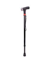HANGERÂ Crutch LED Flash Light Folding Aluminum Alloy Walking Stick/Alarm/FM Radio-Re-Chargeable Foldable Crutch Black