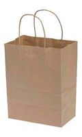 SSWBasics Medium Natural Kraft Paper Shopping Bags - 8 ¼”L x 4 ¾”D x 10 ½”H - Case of 250