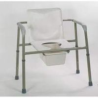 Commode - 3 in 1 Commode Removable back with wing nuts. Molded plastic arm rests. Height 16" to 23". Weight capacity: 450 lbs.