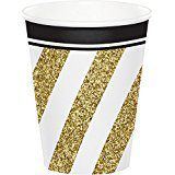Creative Converting Black and Gold 24 Count 9 oz Hot/Cold Paper Cups Party Bundle Cups (24)