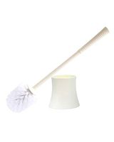 Deserthome Toilet Brush, Hideaway Compact Long Holder Non-Porous Base Bathroom Brush(White)