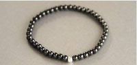 Thin Stretch Black with Sterling Silver Ball Magnetic Stretch Anklet (9.5")