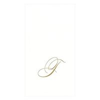 Caspari White Pearl & Gold Paper Linen Guest Towel Napkins in Letter T - Pack of 24