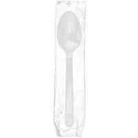 AmerCare White Medium-Heavy Weight Polypropylene Teaspoons, Individually Wrapped, Case of 1000