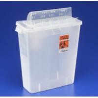 Kendall IN-ROOM Sharps Container with Always-Open Lids, 5 Quart, Transparent Red
