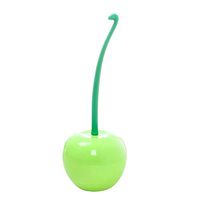Wansan Toilet Brush and with Cherry Shaped Toilet Brush Holder 15" Long ABS Toilet Brush and Plunger Set Antislip Toilet Plunger - Green