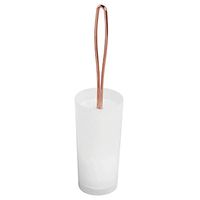 mDesign Compact Freestanding Plastic Toilet Bowl Brush and Holder for Bathroom Storage, Decorative Steel Handle and Base, Non-Skid - Sturdy, Deep Cleaning - White/Rose Gold
