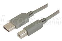 USB Cable Assembly, USB Type A Plug, USB Type B Plug, USB 2.0, 3.3 ft, 1 m