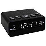 Alarm Clock Radio, LED Digital FM/AM Radio Alarm Clocks for Bedrooms Battery Backup (Black)