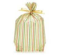 Small Orange Green Fall Autumn Striped 7x2x3" Cello Party Treat Food Snack Bags (25 ct)