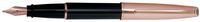 Aurora Style Satin & Rose Gold Black Resin w/ Rose Gold Cap Broad Point Fountain Pen - AU-E05-LPB