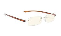 Blue Light Filter Rimless Computer Glasses Small Lens Women Men（Gold Brown，+1.50)