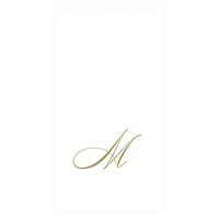 Caspari White Pearl & Gold Paper Linen Guest Towel Napkins in Letter M - Pack of 24