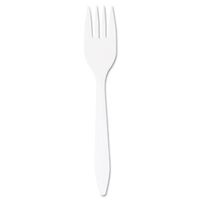 Dart Style Setter Medium Weight Polypropylene White Cutlery Fork DCCF6BW