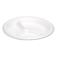 GNPLAM39 - Elite Laminated Foam Plates, 8.88 Inches, White, Round, 3 Compartments, 125/pack