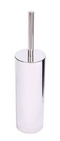 BIRDROCK HOME Stainless Steel Toilet Bowl Brush and Holder - Round Drip Cup and Lid - Decorative Brush and Caddy - Bathroom Scrubber Cleaner - Slim Set