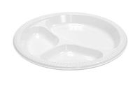 Pactiv YMIC9 9" 3 Compartment Plastic White Impact Plate | 400 per Case