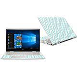 MightySkins Skin Compatible with HP Envy x360 Convertible 15" (2018) - Aqua Chevron | Protective, Durable, and Unique Vinyl Decal wrap Cover | Easy to Apply, Remove | Made in The USA
