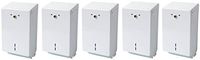Janico 2503 Pre Cut Toilet Paper Dispenser, Dispenses Single or Double Fold Toilet Tissue, Capacity 1330 Tissues, White, 1 Pc (5-(Pack))