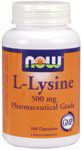 L-Lysine 500mg (from 625mg HCL) (100cap) NOW80110 Brand: Now (Also Search By Category: Now)