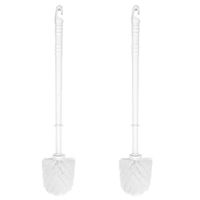 Qulable Toilet Brush, Durable Long Handle Eco Plastic Toilet Brush Cleaner White (2 Pack)