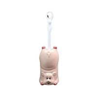 YBYB Toilet Brush Ceramics Toilet Brush & Holder Holder for Bathroom Toilet Toilet Brush Set Plastic Long Handle Loo Brush White Toilet Bowl Cleaner Brush (Color : Pink)