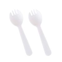 100 PCS Mini Plastic Spork Plastic Forks and Spoons Disposable 2 in 1 Sporks Plastic Disposable Sporks for Camping Picnics Parties and Weddings, Small, White