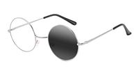 Men Women Retro Round Brushed metal Oversized frame Photochromic Bifocal Sun Reader Reading Glasses (Silver, 1.00)