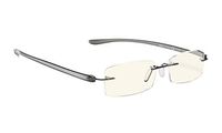 Blue Light Filter Rimless Computer Glasses Small Lens Women Men（Grey，+0.50)