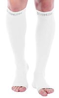Doc Miller Open Toe Compression Socks 1 Pair 15-20 mmHg Firm Graduated Support for Circulation Surgery Recovery Varicose Veins POTS (White, XL)