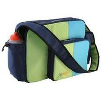 O Yikes Blue and Keylime Messenger Diaper Bag
