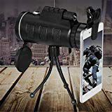 40 x 60 Monocular Telescope,Smartphone Adapter Tripod Holder High-power HD Night Vision with Compass Tripod for Watching Hunting Camping Hiking Travelling Wildlife