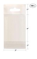 100 Pcs White Hanging Header Clear Flat Cello/Cellophane Bags Good for Candies, Cookies, Bakery Goods, Soap, Other Goodie Treats (3" x 4" (76.2 x 101.6"))