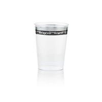 Posh Setting Royal Collection Clear Plastic 10 oz. Tumblers (Cups) with Silver/Black Design 40 Pack