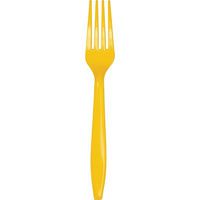 Club Pack of 600 School Bus Yellow Premium Heavy-Duty Plastic Party Forks