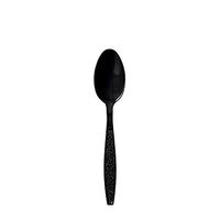 TigerChef 1000 Black Fine Teaspoons Heavy Weight Durable Plastic Cutlery With An Engraved Design Disposable Recyclable Reusable Solid Durable Silverware Flatware Cutlery Utensil (Fine Teaspoons Black)