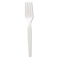Plastic Cutlery, Heavy Mediumweight Forks, White, 1000/Carton