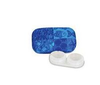 Cape Shore Blue Beach Batik Microfiber Covered Contact Lens Travel Case and Lens Holder