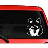 YourChoiceDecals Dog head Husky beautiful silhouette car truck laptop macbook window decal sticker 4 inches white