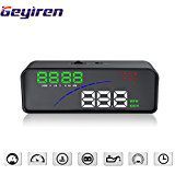 Geyiren P9 HUD Smart GPS Car Head Up Display OBD2 Universal Car HUD with 2 Display Way Over Speed Warning Alarm Water Temperature Voltage Compatible for All Car with OBD II,EUOBD