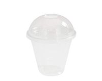 [200 SETS] Plastic Disposable Cups with Dome Lids - Premium 12 oz Crystal Clear PET Cold Drinks Iced Coffee Tea Juices Smoothies Slush Soda Cocktails Beer Kids Safe (12oz Cups + Open Hole Domed Lids)