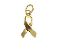 Vermeil Awareness Ribbon Charm with Jumpring - 20x10mm - Survivor Ribbon - Fighter Ribbon - Cancer Awareness
