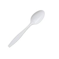 SafePro SSH, 6.5" White Heavyweight Plastic Soup Spoons, Plastic Disposable Catering Take Out Soup Spoons (100)