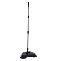 Easy-Push Household Sweeper Broom No-Blind-Angle Sweeping Broom Housekeeping NO Electricity - Black