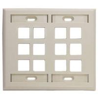 Leviton 42080-12I Wallplate, QuickPort, 2-Gang, 12-Port, Box Mount, ID Windows, Ivory