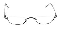 SOOLALA Vintage Designer Alloy Flat Top Half Frame Stylish Slim Reading Glasses, Black, 2.0